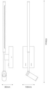 LED fali lámpatest TORCH, 6W/230V + 3W LED, fehér