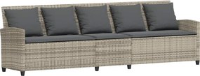 vidaXL 5 személyes világosszürke polyrattan kerti kanapé párnával