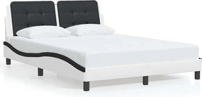 vidaXL fehér és fekete műbőr ágykeret matrac nélkül Zadar 140 x 190 cm