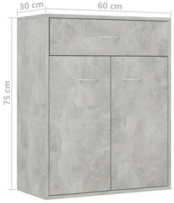 betonszürke szerelt fa tálalószekrény 60 x 30 x 75 cm