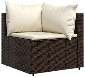 2 db barna polyrattan kerti sarokkanapé párnákkal