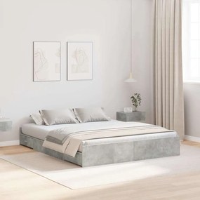 Ágykeret tárolóval fiókkal Beton szürke 160 x 200 cm Faanyag