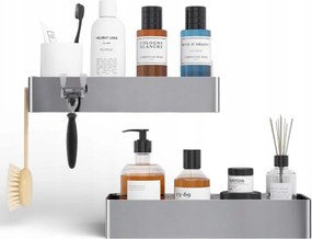 Zuhanypolc fúrás nélkül, 2 db-os szett, szürke fényes