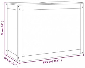 fekete tömör fenyőfa szennyestartó láda 88,5 x 44 x 66 cm