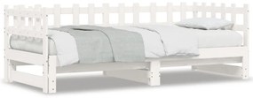 fehér tömör fa kihúzható nappali ágy matrac nélkül 2x(90x190)cm