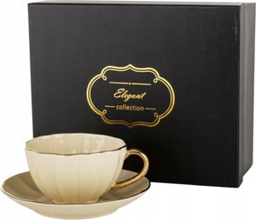 Kávéscsésze teatartóval krémszínű porcelán 220 ml ajándék