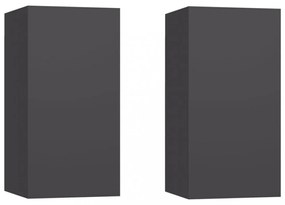 2 db szürke szerelt fa TV-szekrény 30,5 x 30 x 60 cm