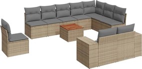 vidaXL 11 részes bézs polyrattan kerti ülőgarnitúra párnákkal