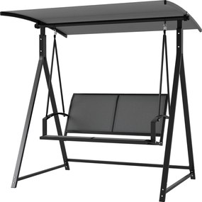 Outsunny Kültéri Kertihinta 2 Személyes Külső Kertihinta Állítható Napernyővel 90° UV Védelemmel 30+ és Háromszögletű Fémkeret 220 kg Teherbírással 16