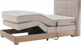 Elektromos állítható ágy, boxspring, bézs/artisan tölgy, 120x200, TIANA
