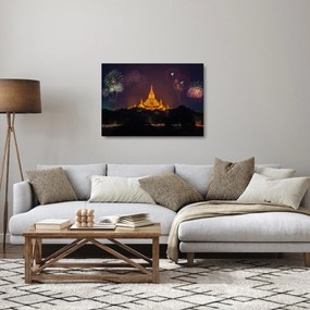 Ázsiai tűzijáték képe (üvegen) (70x50 cm)