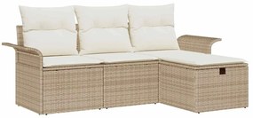 Kerti Kanapé Szett 4 pcs bézs és krémszínű 196 x 117 x 85 cm