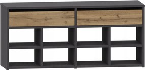 Cipősszekrény Zappa grafit-wotan antracit 2 fiókos nyitott polcos