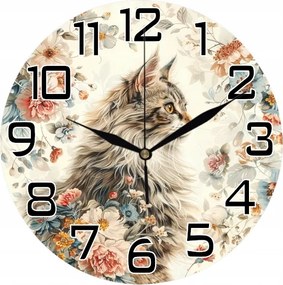 Falióra Bolyhos Macska Virágokkal Ideális Cica Ajándék