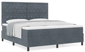 Boxspring Ágy Mattal Sötétszürke Szuper Király Bársonyos