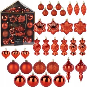 32 db Törésbiztos karácsonyfadísz Gömb szett, piros, karácsonyfára