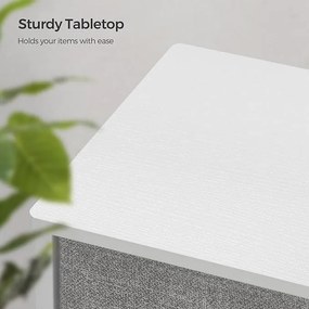 Komód, tárolóegység 8 könnyen kihúzható textilfiókkal, világosszürke és fehér színben