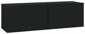 4 db fekete fali TV-szekrény 100 x 30 x 30 cm