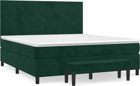 vidaXL sötétzöld bársony rugós ágy matraccal 160x200 cm