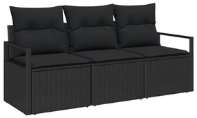 3 darabos kert kanapé szett párnákkal Fekete Poli Rattan, 2 személyes kert kanapé párnákkal Fekete Poli Rattan
