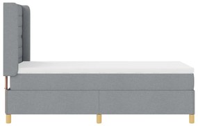 Boxspring Ágy Mattal Világosszürke 90x190 cm Textil