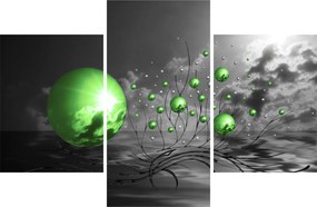 Zöld absztrakt gömbök képe (90x60 cm)