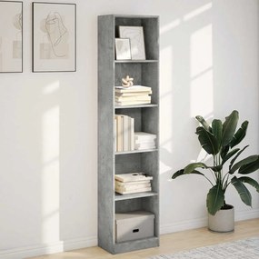 betonszürke szerelt fa könyvespolc 40 x 24 x 176 cm