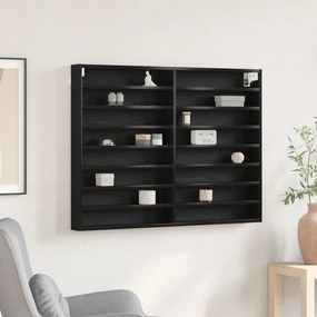 Vitrine Szekrény Fekete Tölgy 100x8,5x75 cm Műszaki Fa