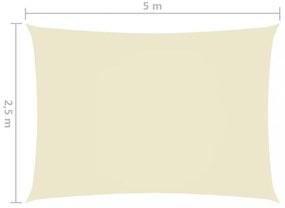 krémszínű téglalap alakú oxford-szövet napvitorla 2,5 x 5 m