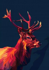 Poszter 70x100cm Szarvas a geometriában