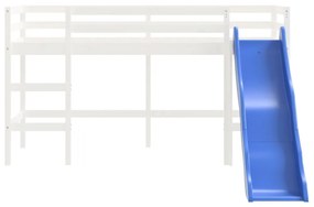 fehér tömör fenyőfa gyerek galériaágy létrával 80x200 cm