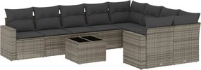 vidaXL 10 részes szürke polyrattan kerti ülőgarnitúra párnákkal