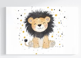 Vászonkép Canvas Rajz Állat Oroszlán Csillag Mosoly 60x40