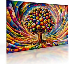 Üveg kép – Színes fa almákkal (70x50 cm)