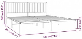 fekete fém ágykeret fejtámlával 180 x 200 cm