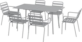 Outsunny 7 darabos étkező garnitúra, kerti bútor szett 1 étkezőasztallal és 6 összecsukható székkel, kültéri bútorok erkélyhez és teraszhoz, acél, vil