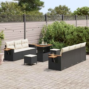Kerti Kanapé Szett 10 pcs Fekete és krémszínű 90 x 55 x 71 cm