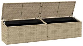 bézs polyrattan kerti tárolóláda 220x50x58 cm
