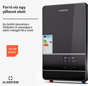 Blaze Flow Elektromos átfolyós vízmelegítő, rozsdamentes acél fűtőelem, LED kijelző, 24 kW