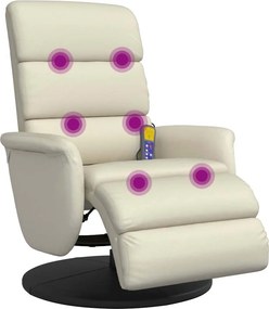 vidaXL krémszínű dönthető műbőr masszázsfotel lábzsámollyal