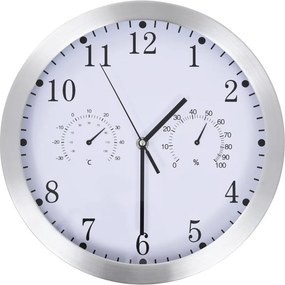 vidaXL kvarcszerkezetes fehér falióra higrométerrel, hőmérővel, 30 cm