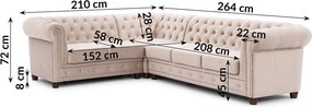 Bézs bársony kinyitható sarokkanapé (bal oldali-L alakú) York Blik – Ropez