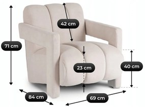 Designer Fotel Krém Bouclé Kárpittal. BENDER