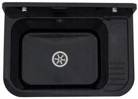 Mosogató Quality Universe, univerzális műanyag mosogató 50x34x31 cm + szifon, 1 kamrás, fekete, SKQ-KGK50-BK