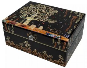 Klimt üveg ékszertartó doboz - 20x9x15 cm Életfa