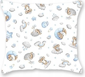 Párnahuzat gyerekeknek, pamut, 40x40 cm, koala és felhők mintával