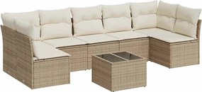 vidaXL 8 részes bézs polyrattan kerti ülőgarnitúra párnával