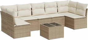 vidaXL 8 részes bézs polyrattan kerti ülőgarnitúra párnával
