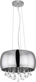 Globo 15809H Függeszték füstszínű üveg búrával, benne üveg-kristály függő díszekkel. Ø:400, exkl. 5xE14 40W 230V