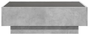 betonszürke szerelt fa dohányzóasztal LED-del 90 x 50 x 30 cm